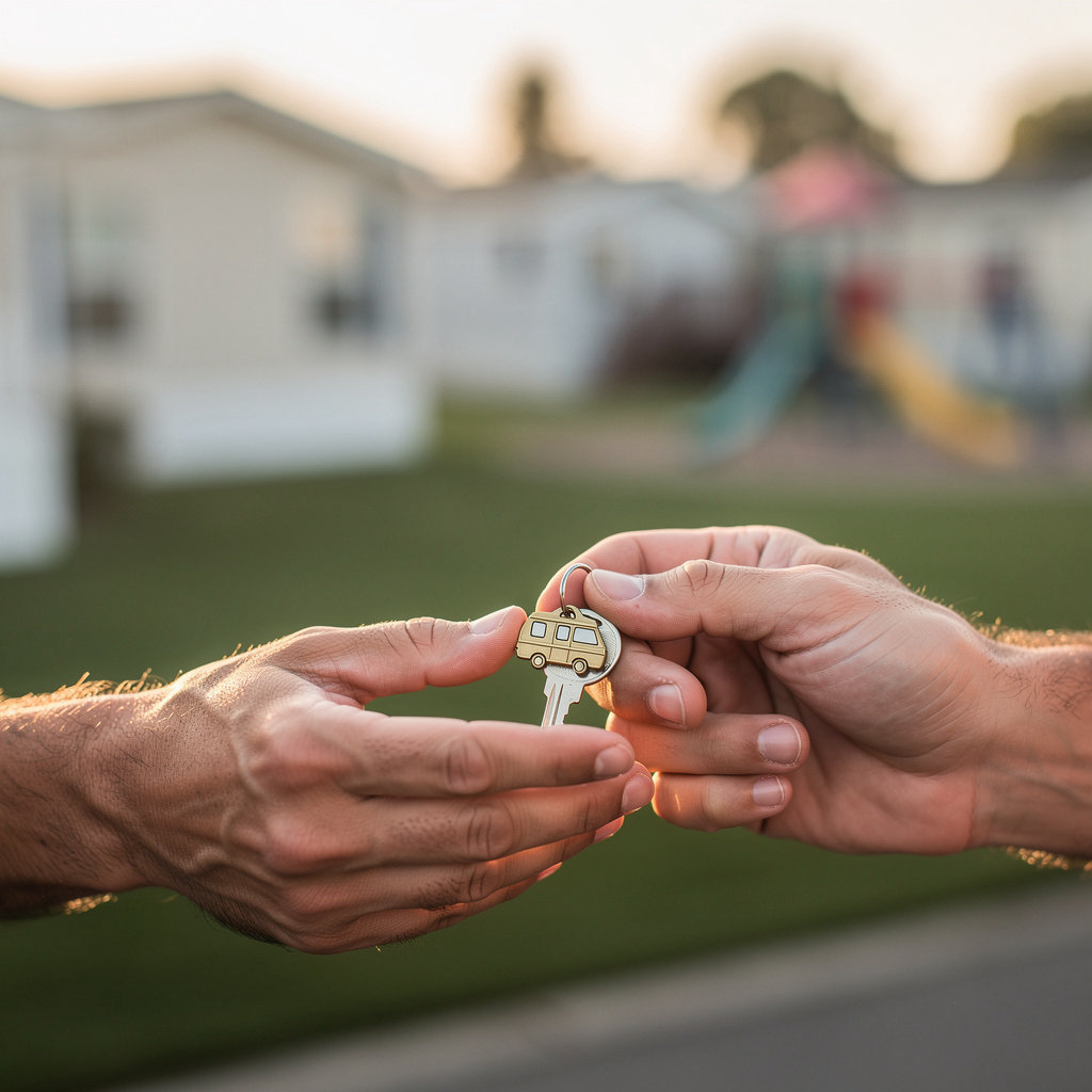 Capri Trailer Lodge community area in San Diego showing family-friendly mobile home park amenities